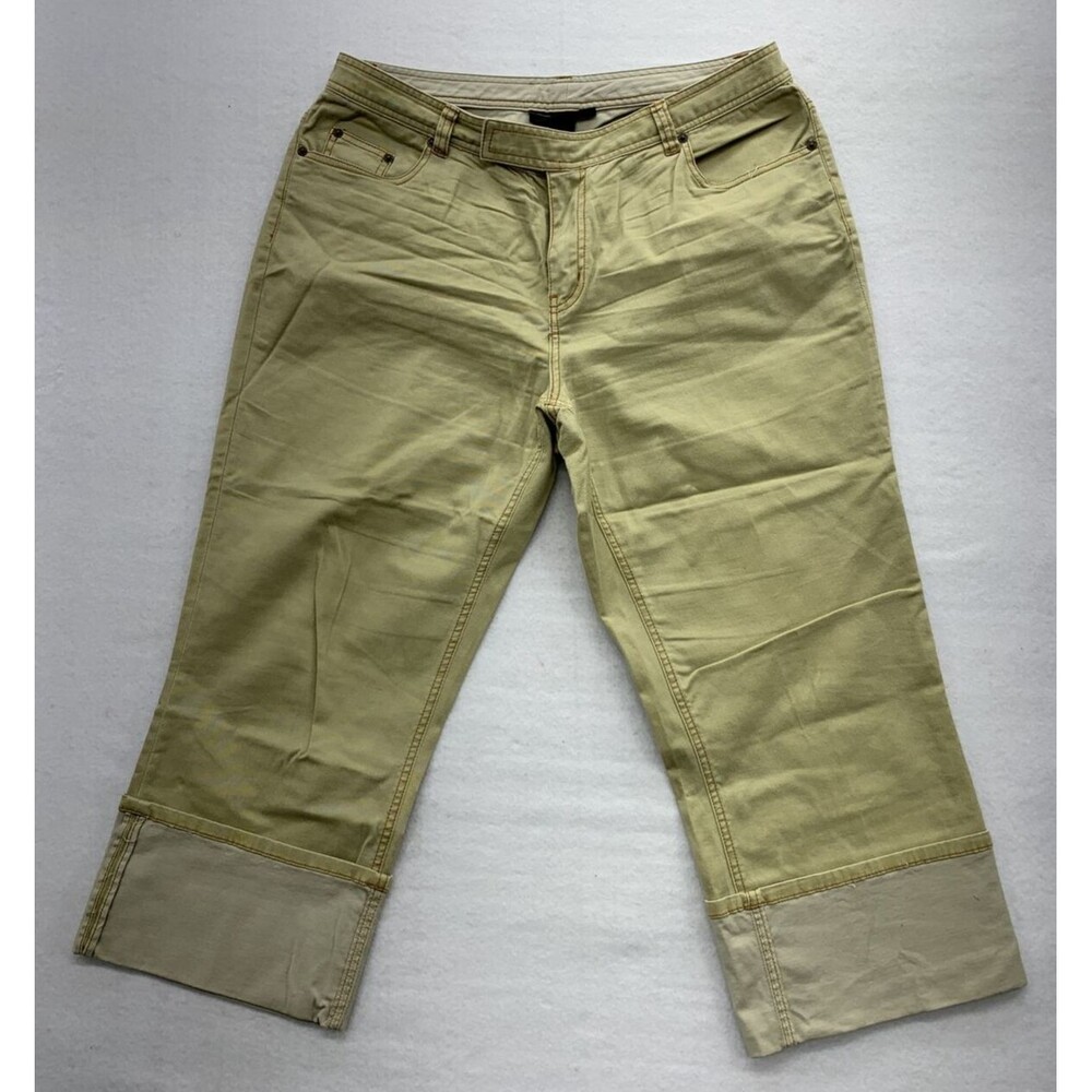 Venezia Women Capri Shorts Size 16 Cuffed Yellow Lightweight Summer Denim